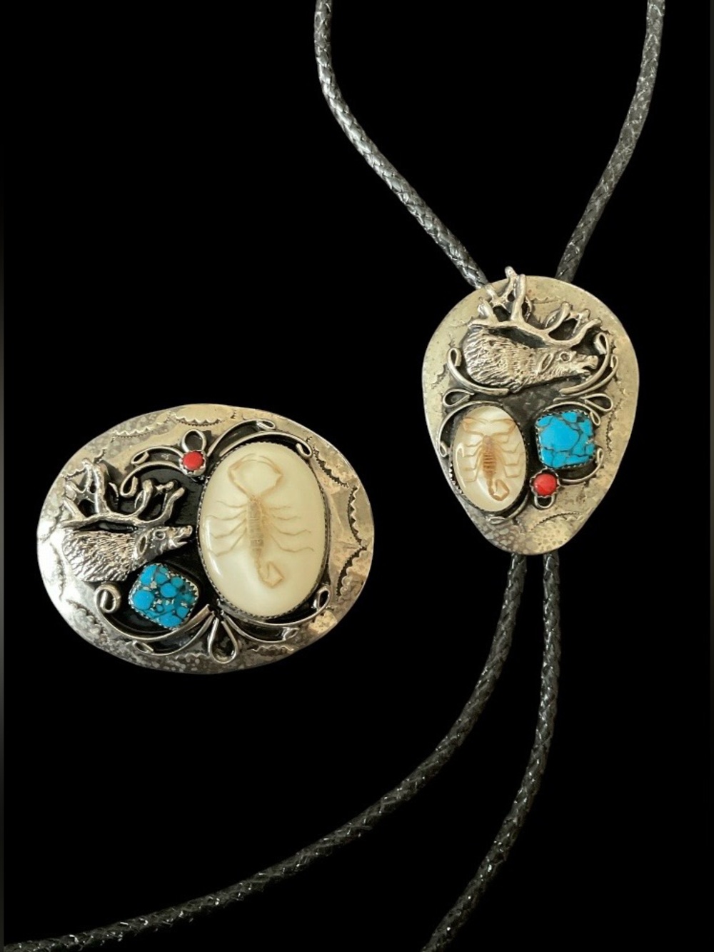 Vintage Southwestern Bolo Tie & Belt Buckle Set - Picture 2 of 8